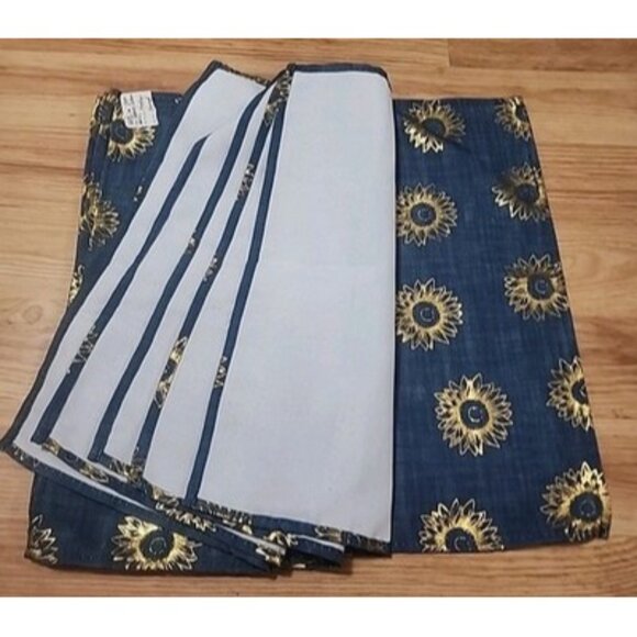 Celestial Tommy Bahama New Large Napkins Or Placemats Set of 6 Blue And Gold - Picture 4 of 6